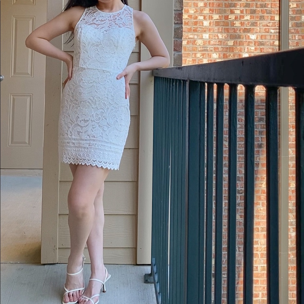 Price firm: Hollister white lace halter mini dress - Picture 4 of 8